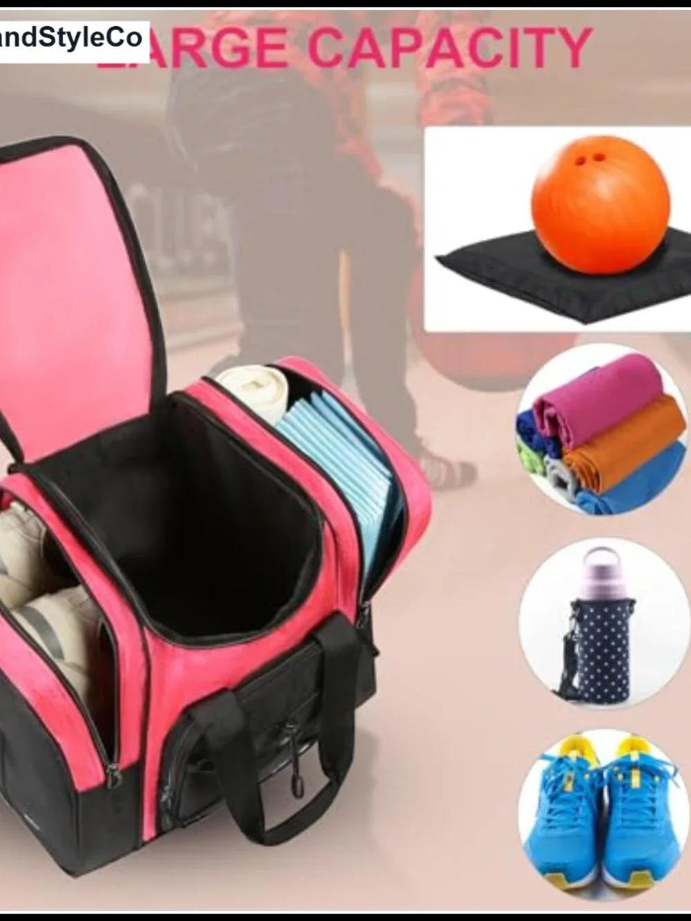 Bowling Ball Bag Tote for 1 Ball & Shoes Padded Holder Adjustable Strap Heavy